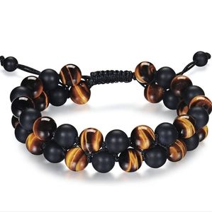 Tiger Eye Onyx Lava Rock Stone Bead Bracelet New w Jewelry Box Unisex Adjustable